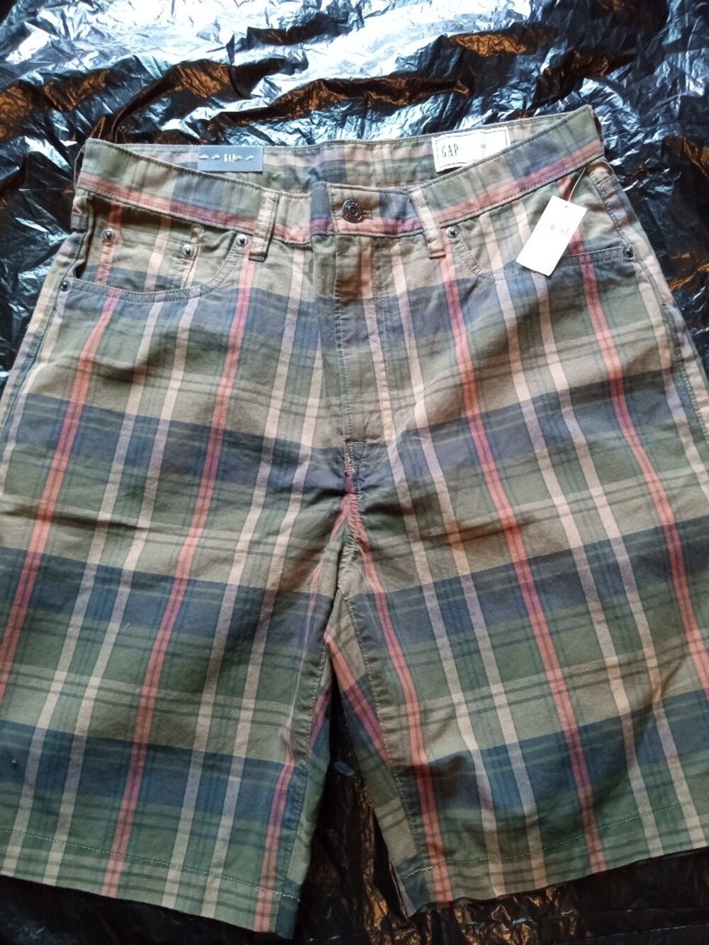 Gap Mens Olive Striped Chino Shorts Mens 30 (NWT)